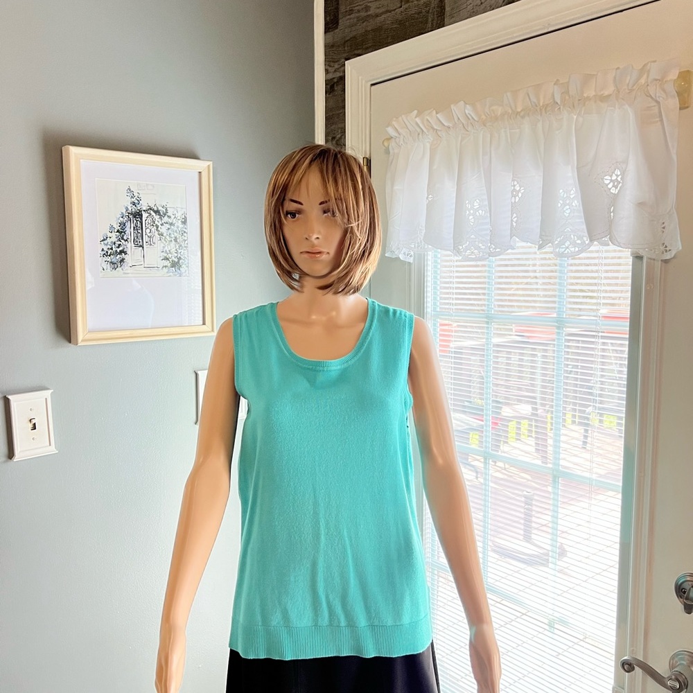 Charter Club L Turquoise Sleeveless Knit Top